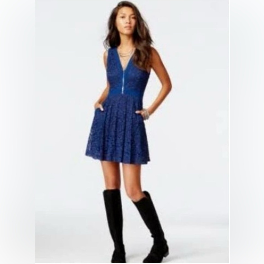 Free People Lovely in Lace Blue Lace Dress